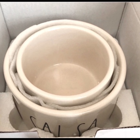 RAE DUNN ARTISAN GUAC and SALSA SET WITH 2 BAMBOO SPOONS - Picture 7 of 8